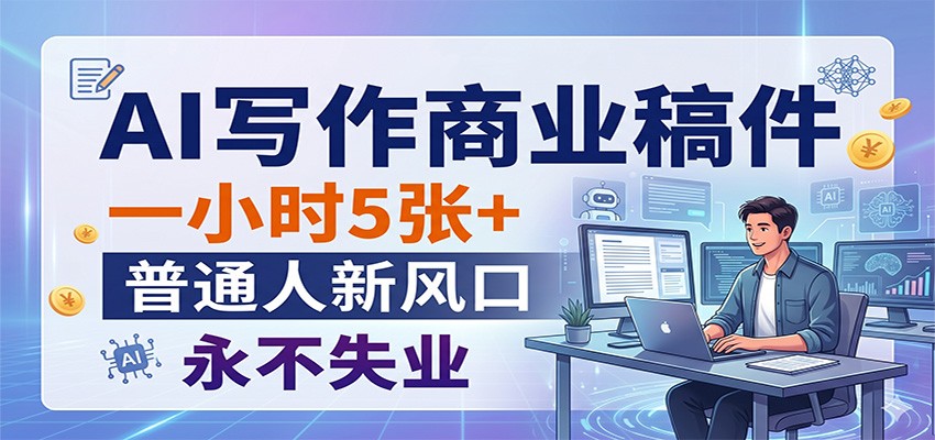 AI写作商业稿件，一小时5张+，普通人新风口，永不失业-梦清研习社