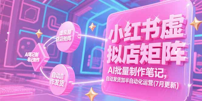 小红书虚拟店矩阵，AI批量制作笔记，自动发货加半自动化运营(7月更新-梦清研习社