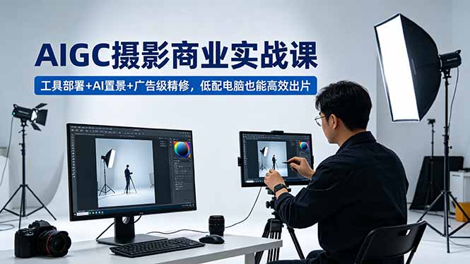 AIGC 摄影商业实战课，工具部署+AI置景+广告级精修，低配电脑也能高效出片-梦清研习社