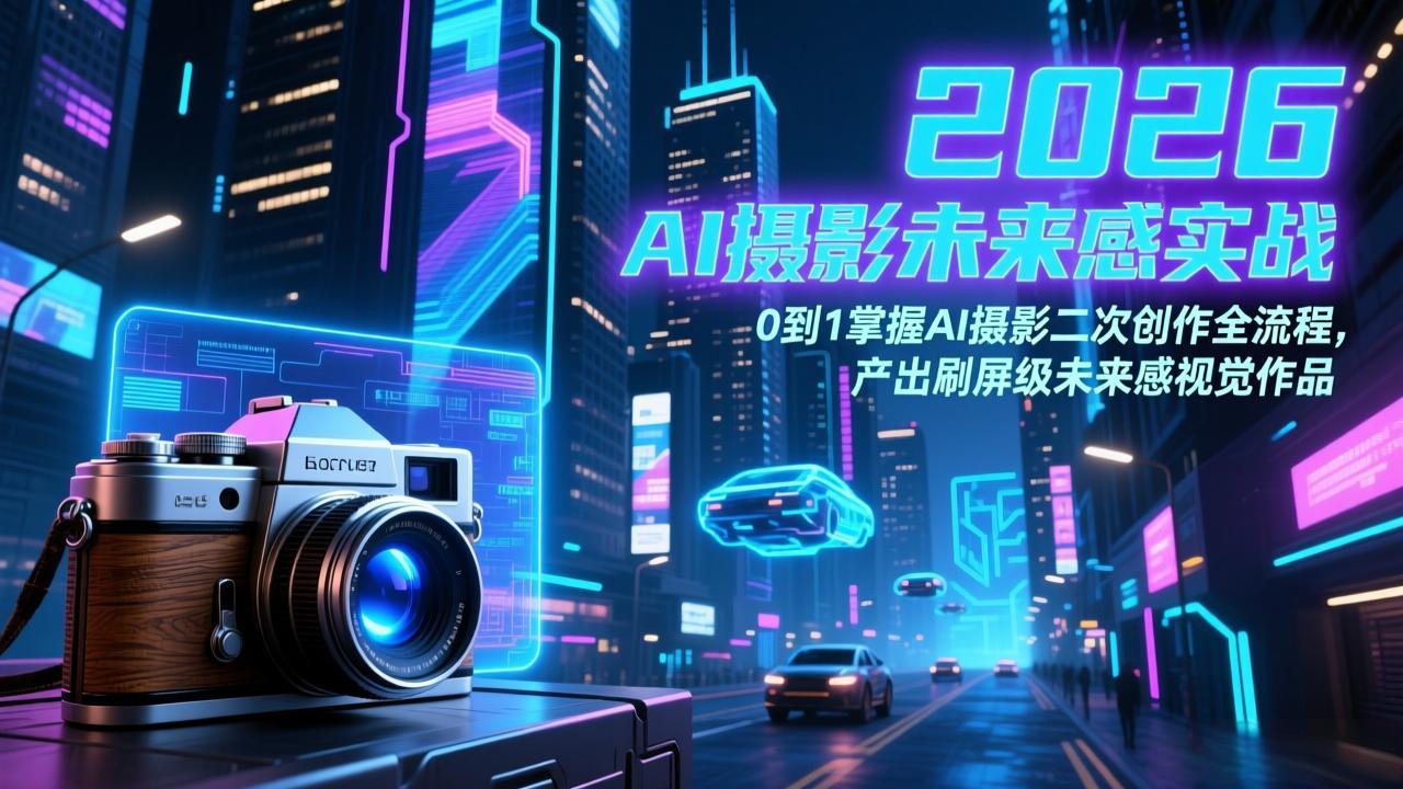 2026 AI摄影未来感实战：0到1掌握AI摄影二次创作全流程，产出刷屏级未来感视觉作品-梦清研习社