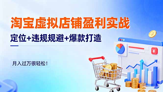 淘宝虚拟店铺盈利实战：定位+违规规避+爆款打造，月入过万很轻松！-梦清研习社