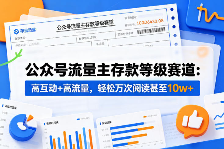 公众号流量主之存款等级赛道，高互动+高流量，轻松达到万次阅读，甚至10w+-梦清研习社