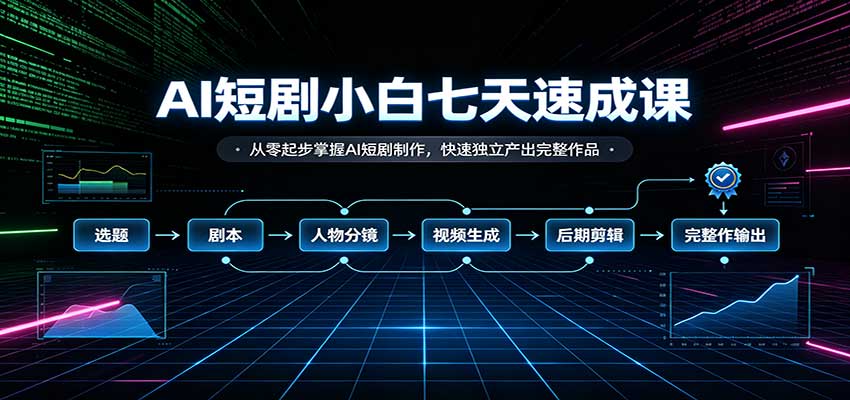 AI短剧小白七天速成课:从零起步掌握AI短剧制作,快速独立产出完整作品-梦清研习社