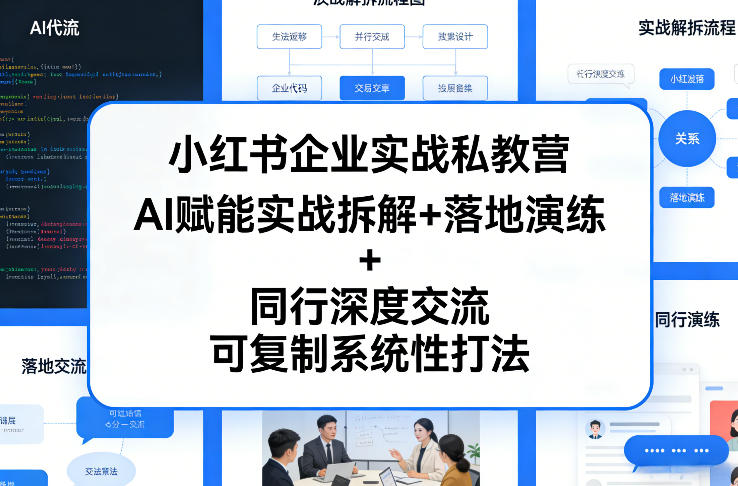 小红书企业实战私教营,AI赋能实战拆解+落地演练+同行深度交流,可复制系统性打法-梦清研习社