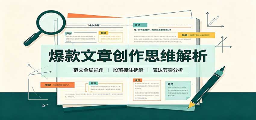 爆款文章创作思维解析：全局视角拆解范文，梳理行文逻辑，搭配真实拆文实操案例-梦清研习社