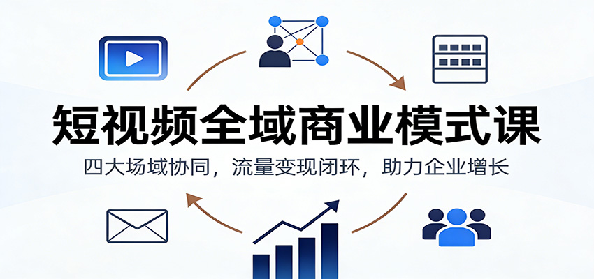 短视频全域商业模式课:四大场域协同,流量变现闭环,助力企业增长-梦清研习社