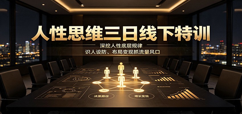 人性思维三日线下特训:深挖人性底层规律,识人设防、布局变现抓流量风口-梦清研习社