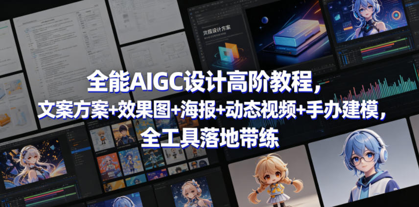 全能AIGC设计高阶教程，文案方案+效果图+海报+动态视频+手办建模，全工具落地带练-梦清研习社