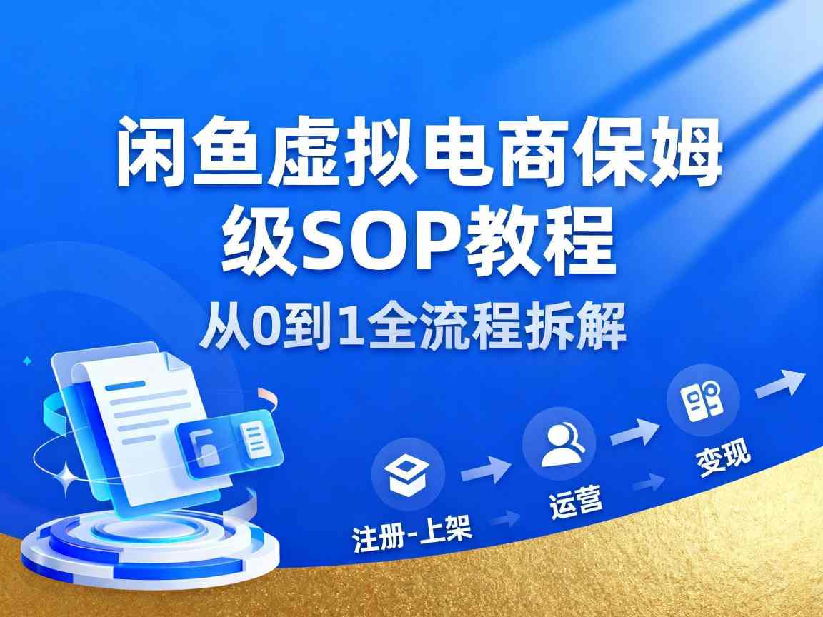 闲鱼虚拟电商，月入轻松过1W，保姆级SOP教程-梦清研习社
