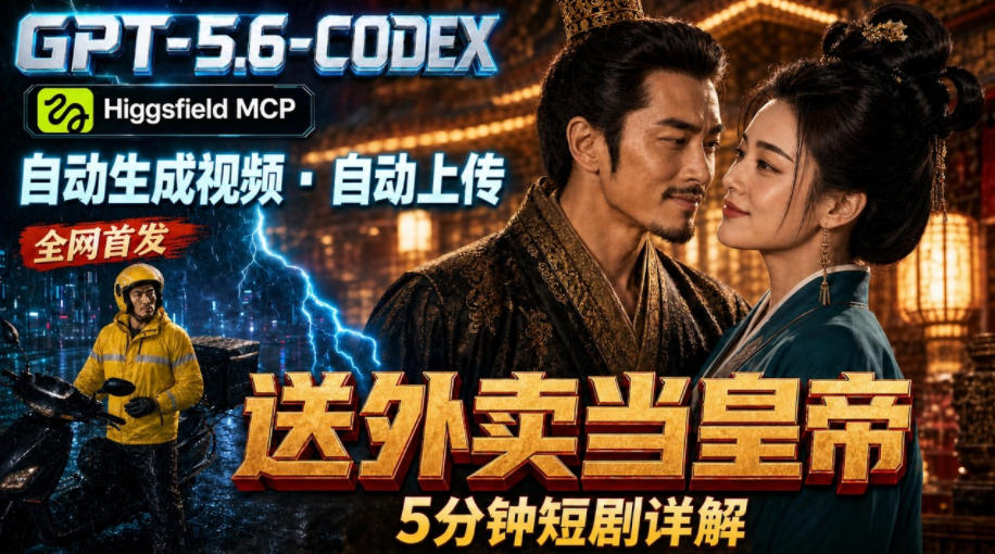 GPT-5.6 Codex+Higgsfield MCP：一条指令生成5分钟短剧并自动上传YouTube(油管)-梦清研习社