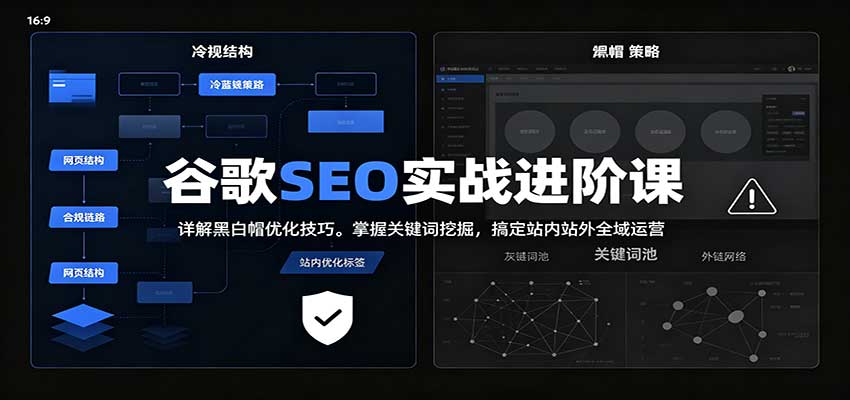2026谷歌SEO实战进阶课：详解黑白帽优化技巧，掌握关键词挖掘，搞定站内站外全域运营-梦清研习社