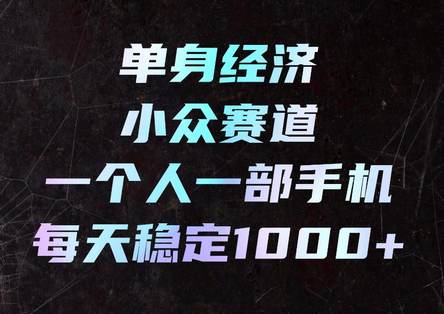 单身经济小众赛道，一个人一部手机，每天稳定1000+，利用下班碎片时间即可【揭秘】-梦清研习社