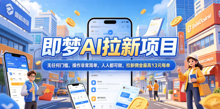 2026年即梦AI拉新项目最新玩法,无任何门槛,操作非常简单,人人都可做,拉新佣金最高13元每单-梦清研习社