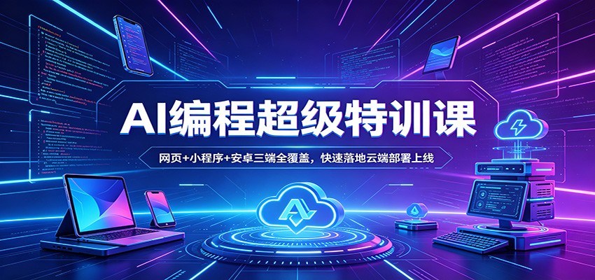AI编程超级特训课：网页+小程序+安卓三端全覆盖，快速落地云端部署上线-梦清研习社