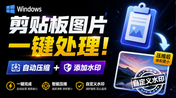 Windows剪贴板复制图片后，体积会暴涨数百倍？剪贴板图片一键自动压缩及添加水印工具-梦清研习社