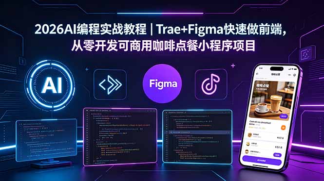 2026AI编程实战教程|Trae+Figma快速做前端,从零开发可商用咖啡点餐小程序项目-梦清研习社