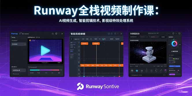Runway全栈视频制作课：AI视频生成，智能剪辑技术，影视级特效处理系统-梦清研习社