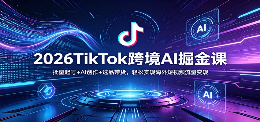 2026TikTok跨境AI掘金课：批量起号+AI创作+选品带货，轻松实现海外短视频流量变现-梦清研习社