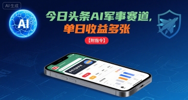 今日头条AI军事赛道,单日收益多张 ,手机可做【附指令】-梦清研习社