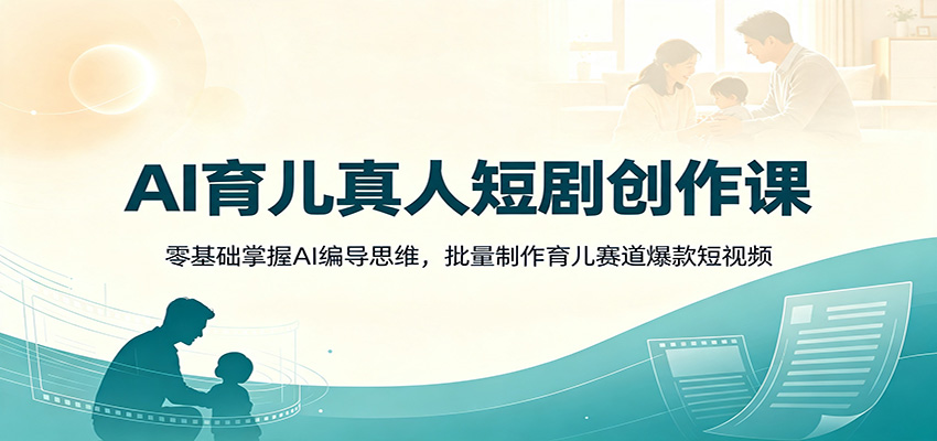 AI育儿真人短剧创作课：零基础掌握AI编导思维，批量制作育儿赛道爆款短视频-梦清研习社