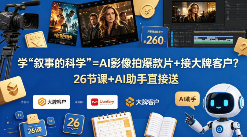 学《叙事的科学》=AI影像拍爆款片+接大牌客户？26节课+AI助手直接送【原创双语字幕】-梦清研习社