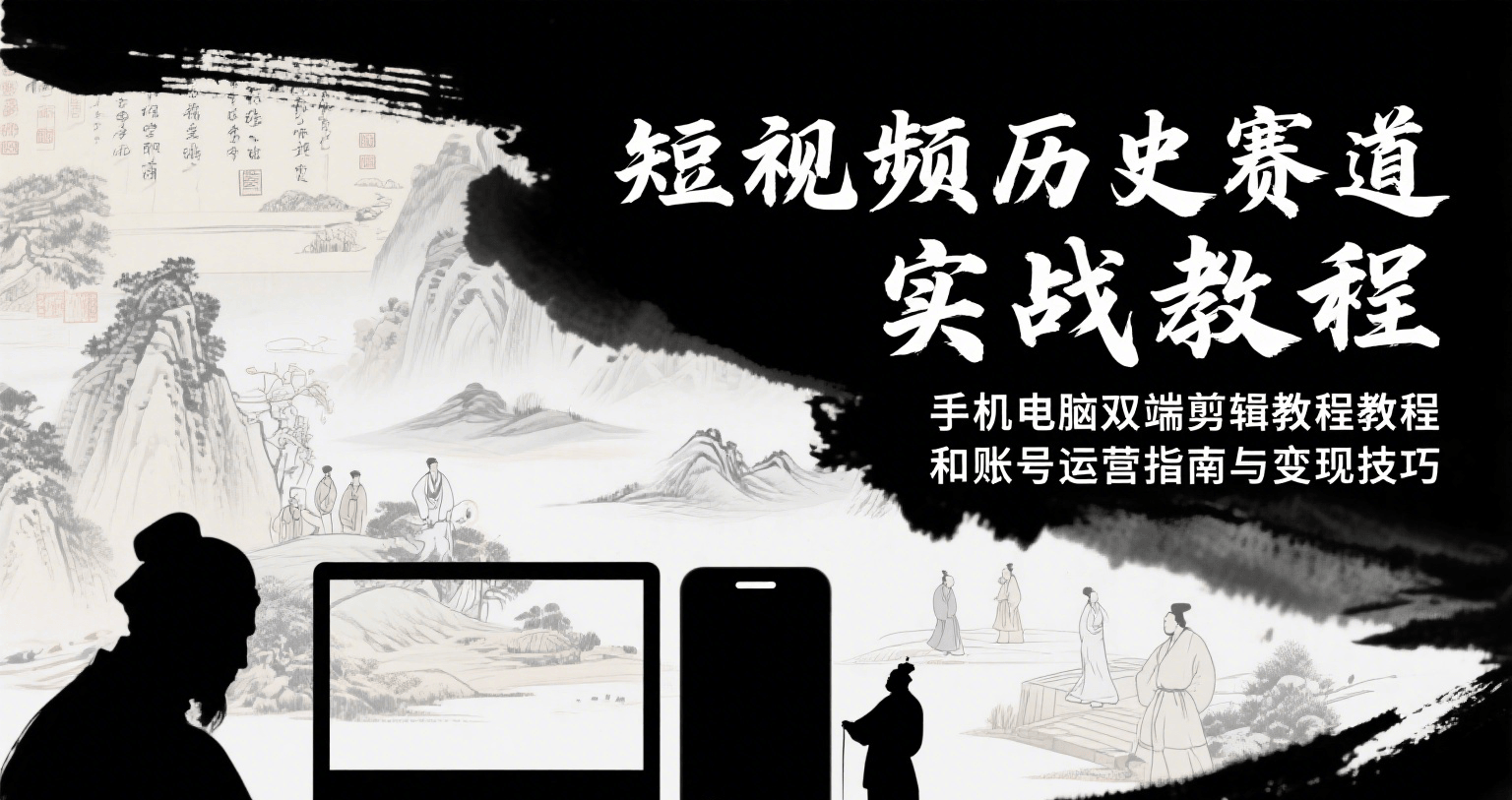 短视频历史赛道实战教程，手机电脑双端剪辑教程和账号运营指南与变现技巧-梦清研习社