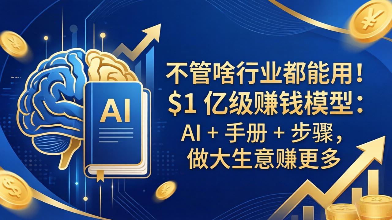 不管啥行业都能用！$1 亿级赚钱模型：AI + 手册 + 步骤，做大生意赚更多-梦清研习社