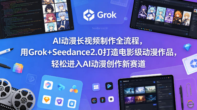 AI动漫长视频制作全流程，用Grok+Seedance2.0打造电影级动漫作品，轻松进入AI动漫创作新赛道-梦清研习社