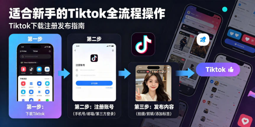 Tiktok下载注册发布，适合新手的Tiktok全流程操作-梦清研习社
