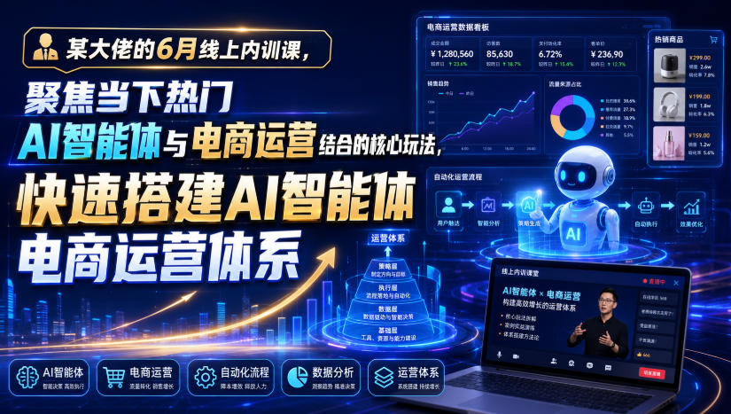 某大佬的6月线上内训课，聚焦当下热门AI智能体与电商运营结合的核心玩法，快速搭建AI智能体电商运营体系-梦清研习社