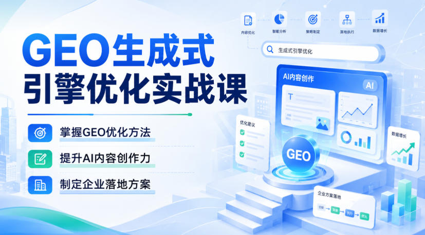 GEO生成式引擎优化实战课,掌握GEO优化方法,提升AI内容创作力,制定企业落地方案-梦清研习社