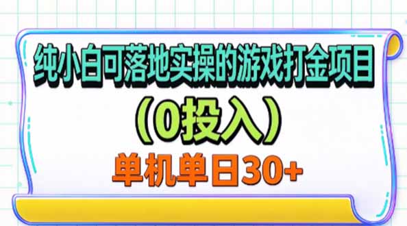纯小白可落地实操的游戏打金项目(0投入-梦清研习社