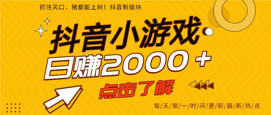 5年爆火的抖音小游戏项目,一部手机日入2000+-梦清研习社