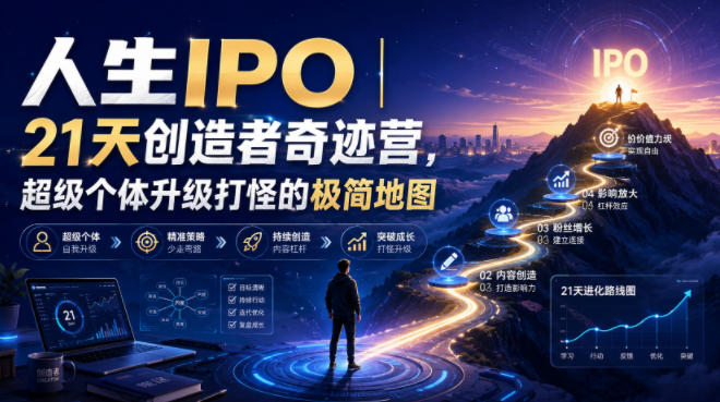 人生IPO︱21天创造者奇迹营，​超级个体升级打怪的极简地图-梦清研习社