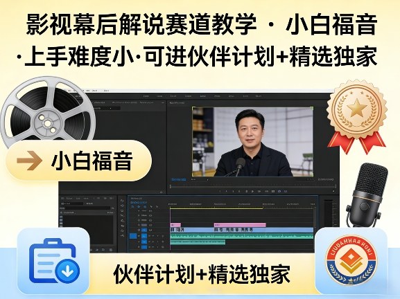 某大佬的影视幕后解说赛道教学，小白福音，上手难度小，可进伙伴计划+精选独家-梦清研习社