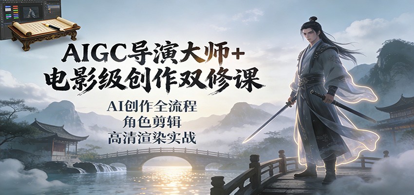 AIGC导演大师+电影级创作双修课：AI创作全流程、角色剪辑、高清渲染实战-梦清研习社