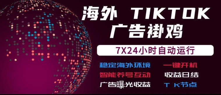 海外TikTok挂G流量变现，7X24自动运行，广告曝光收益，收益日结【揭秘】-梦清研习社