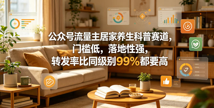 公众号流量主居家养生科普赛道，门槛低，落地性强，转发率比同级别99％都要高-梦清研习社