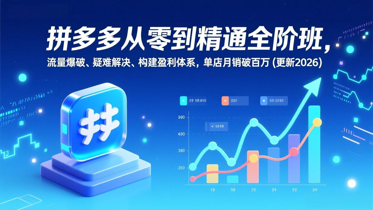 拼多多从零到精通全阶班,流量爆破、疑难解决,构建盈利体系,单店月销破百万(更新2026-梦清研习社