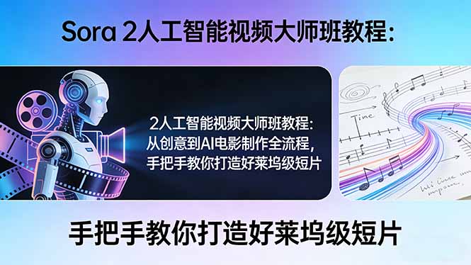 Sora 2人工智能视频大师班教程：从创意到AI电影制作全流程，手把手教你打造好莱坞级短片-梦清研习社