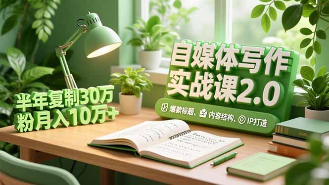 自媒体写作实战课2.0，爆款标题、内容结构、IP打造，半年复制30万粉月入10万+-梦清研习社