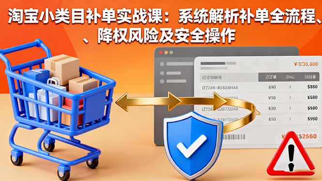 淘宝小类目补单实战课：系统解析补单全流程、降权风险及安全操作-梦清研习社