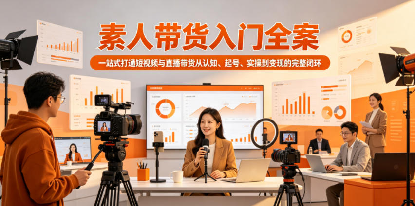素人带货入门全案，一站式打通短视频与直播带货从认知、起号、实操到变现的完整闭环-梦清研习社