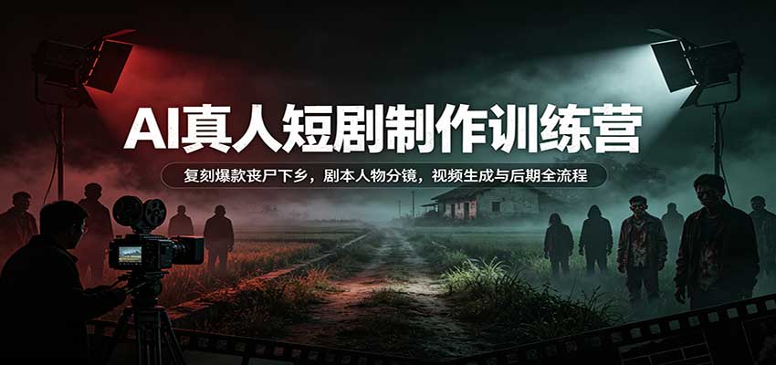 AI真人短剧制作训练营：复刻爆款丧尸下乡，剧本人物分镜，视频生成与后期全流程-梦清研习社