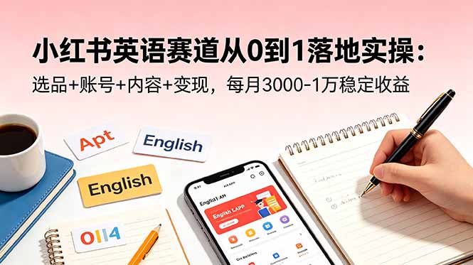小红书英语赛道从0到1落地实操：选品+账号+内容+变现，每月3000-1万稳定收益-梦清研习社