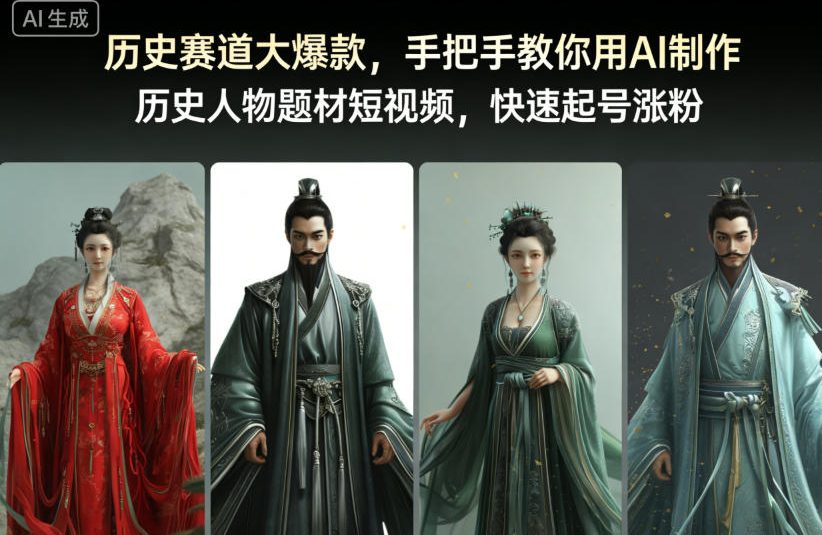 历史赛道大爆款，手把手教你用AI制作历史人物题材短视频，快速起号涨粉-梦清研习社