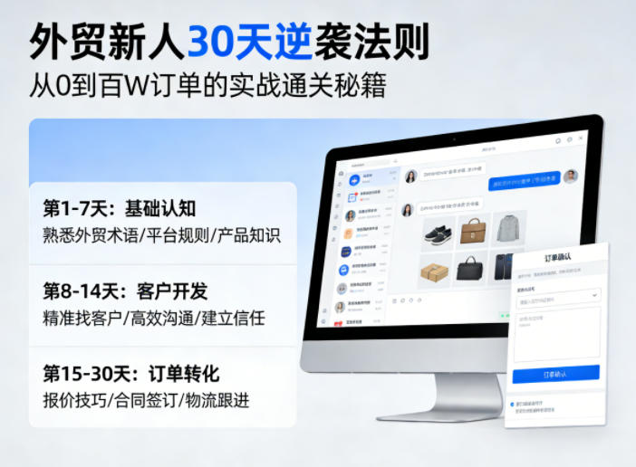 外贸新人30天逆袭法则,教你从0到百W订单的实战通关秘籍-梦清研习社