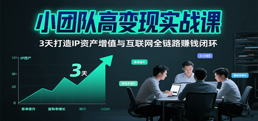 小团队高变现实战课，3天打造IP资产增值与互联网全链路赚钱闭环(第二期)-梦清研习社
