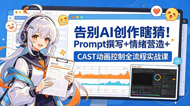 告别AI创作瞎猜！Prompt撰写+情绪营造+CAST动画控制全流程实战课-梦清研习社