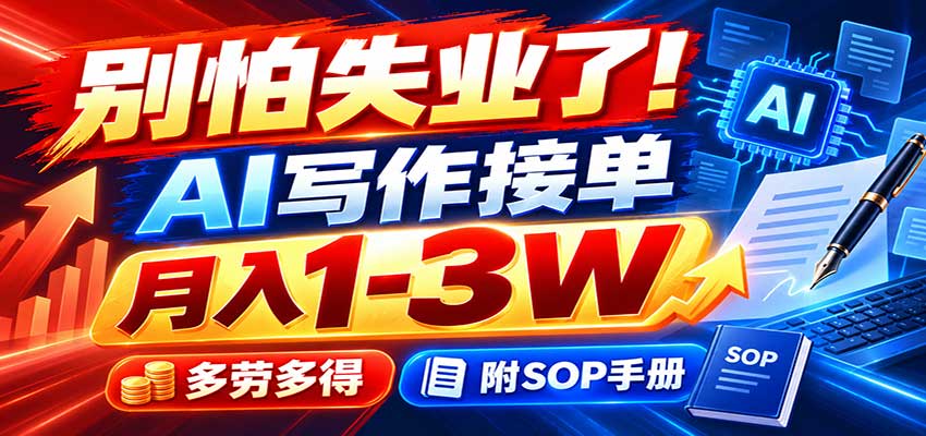 别怕失业了！AI写作接单月入1-3W，多劳多得，附SOP手册-梦清研习社